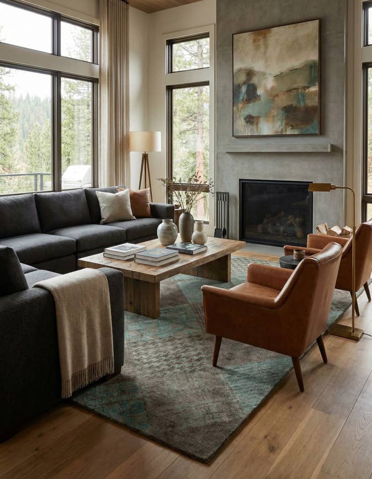 Detail image of 8' x 9' 10  Hand Knotted Modern Manshu Wool Rug