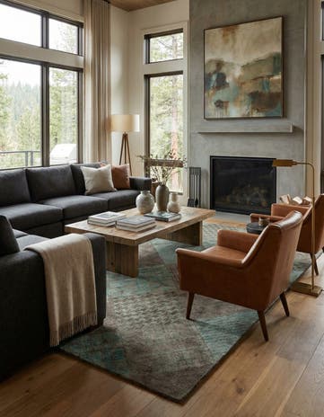 8' x 9' 10 Hand Knotted Modern Manshu Wool Rug