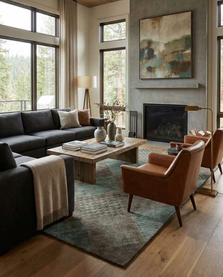 8' x 9' 10 Hand Knotted Modern Manshu Wool Rug
