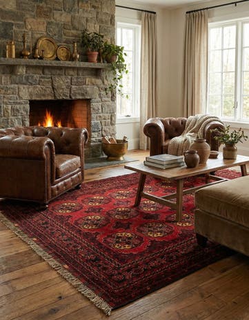5' 2 x 7' 6 Hand Knotted Afghan Akhche Oriental Wool Rug