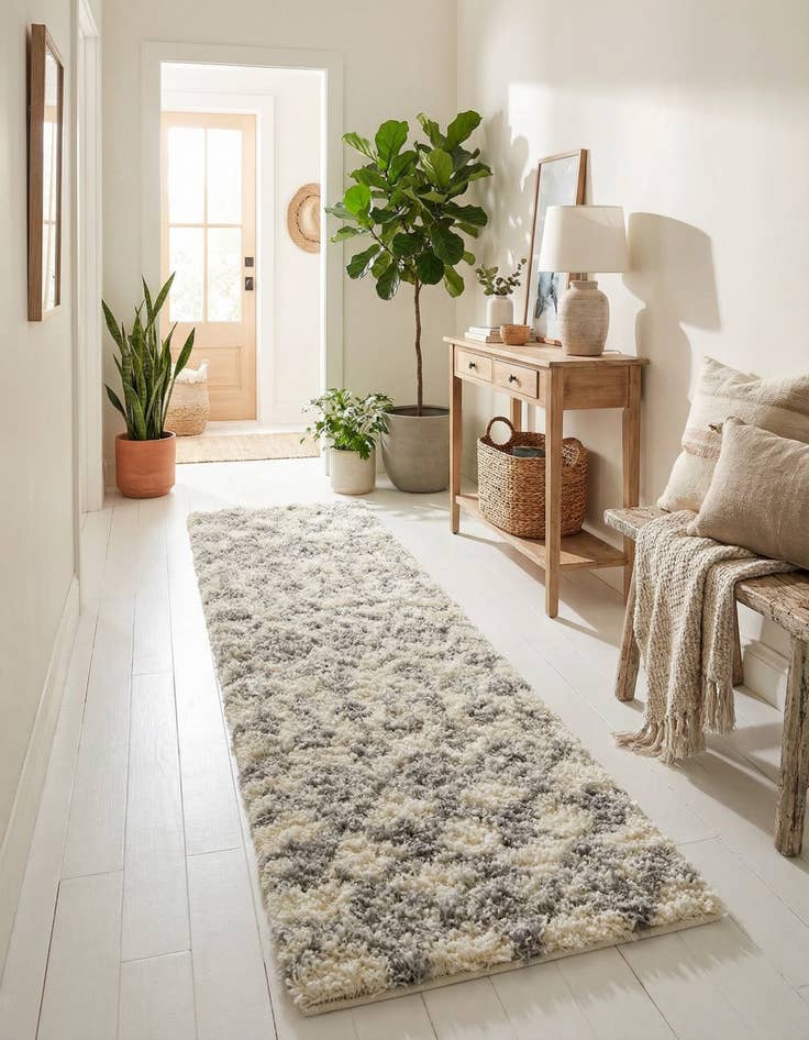 Detail image of 2' 7 x 10' Moroccan Trellis Shag Runner Rug