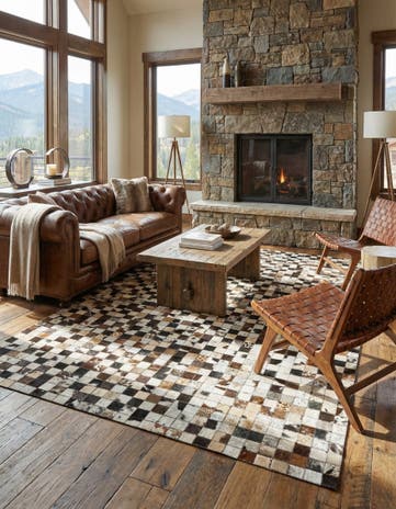 5' 1 x 8' 1 Cowhide Leather Rug