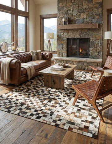 5' 1 x 8' 1 Cowhide Leather Rug