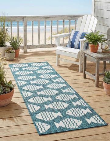 2' x 5' 3 Easy-Clean Coastal Indoor / Outdoor Runner Rug