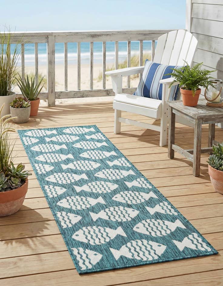 Detail image of 2' x 5' 3  Washable Coastal Indoor / Outdoor Runner Rug