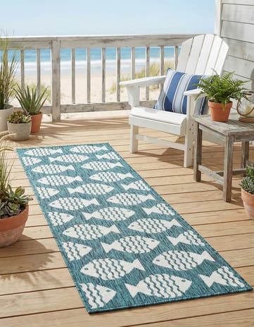 2' x 5' 3 Easy-Clean Coastal Indoor / Outdoor Runner Rug