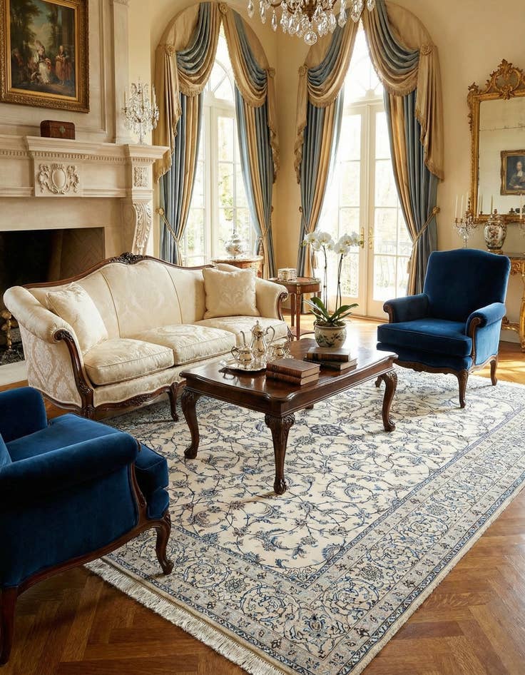 Detail image of 6' 9 x 10' 2  Hand Knotted Nain Rug