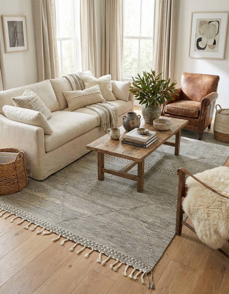 Detail image of  6' 5 x 10' 9  Hand Knotted Moroccan Wool Rug