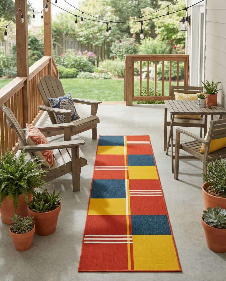 2' 7 x 10' Easy-Clean Modern Indoor / Outdoor Runner Rug