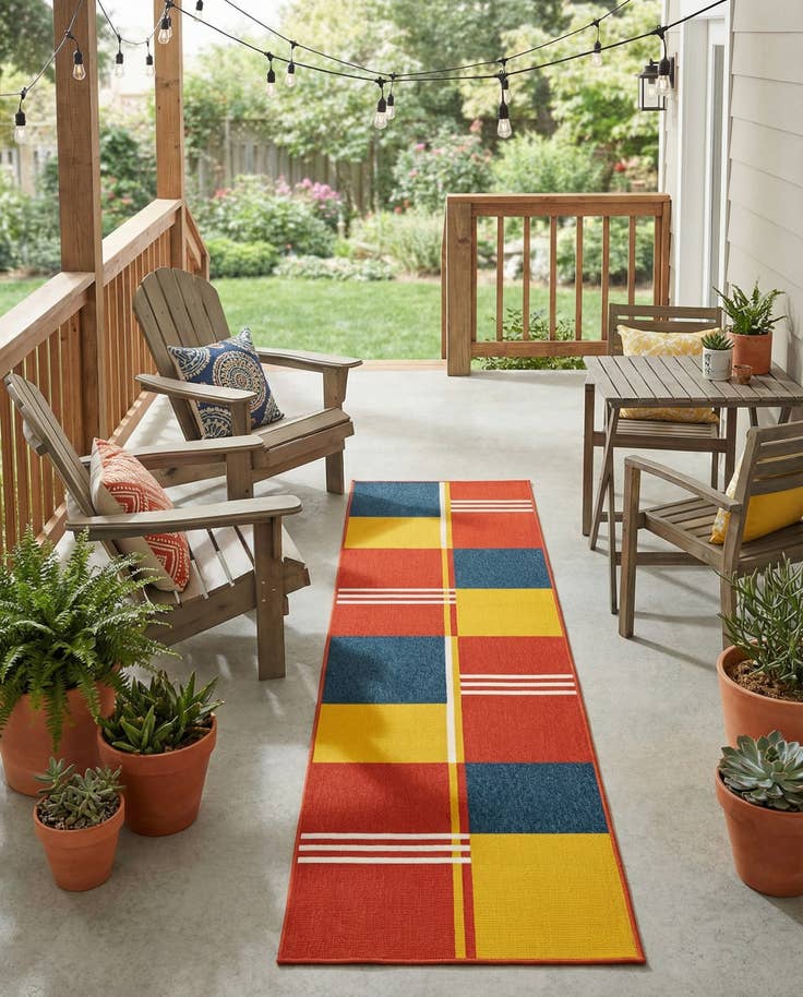 Detail image of 2' 7 x 10' Easy-Clean Modern Indoor / Outdoor Runner Rug