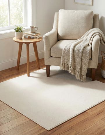 Powder White Everyday Solid Square Rug