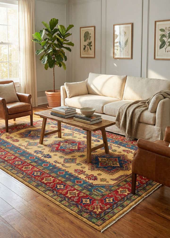 6' 8 x 9' 8 Hand Knotted Kazak Rug