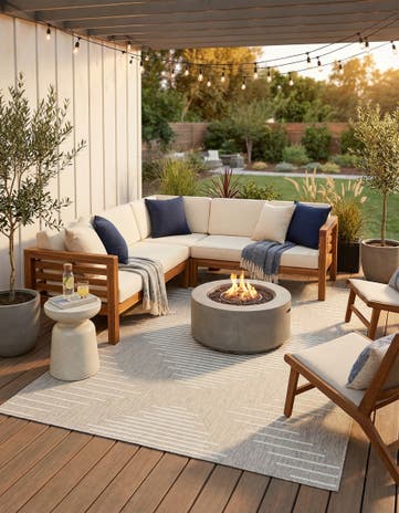 Gray Easy-Clean Modern Indoor / Outdoor Rug