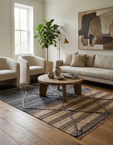 4' 5 x 6' Hand Woven Kilim Modern Wool Rug