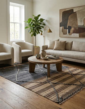 4' 5 x 6' Hand Woven Kilim Modern Wool Rug