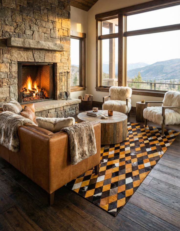 Detail image of 5' x 8' Cowhide Stocks Rug