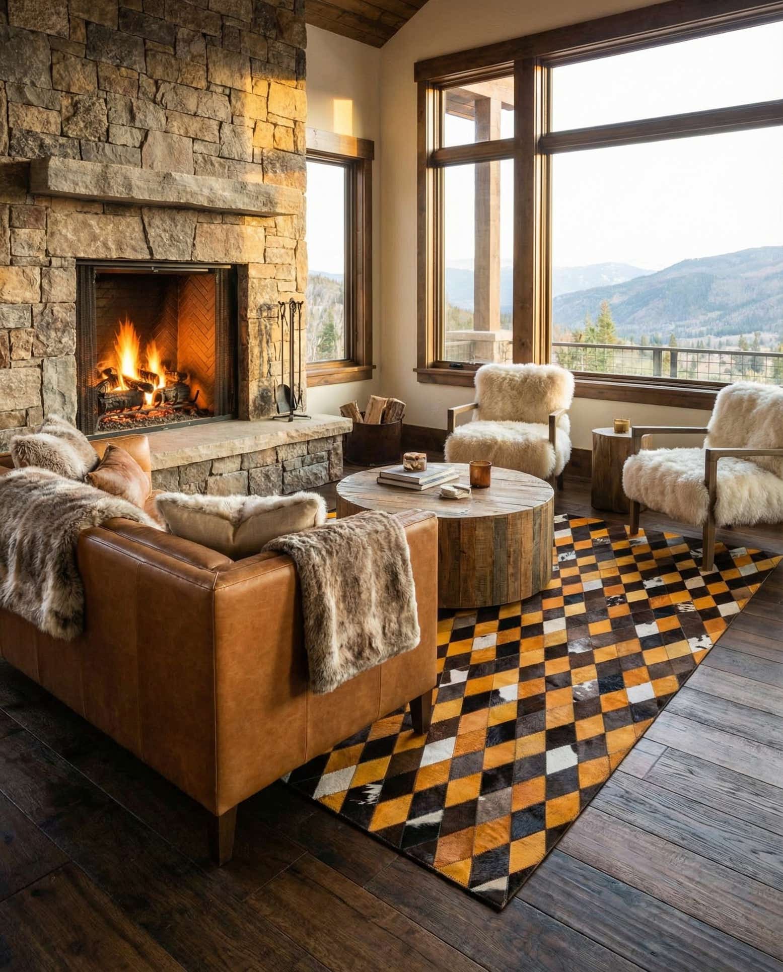5' x 8' Cowhide Stocks Rug
