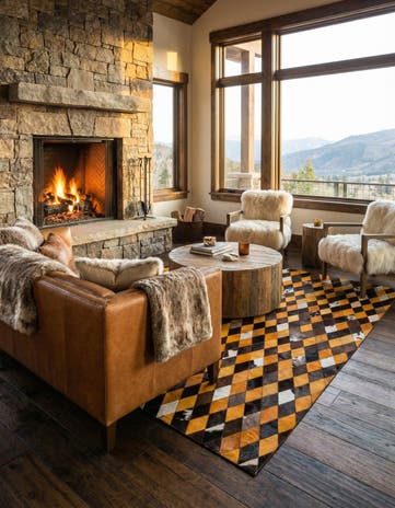 5' x 8' Cowhide Stocks Rug