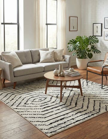 Black and White Tagine Square Rug