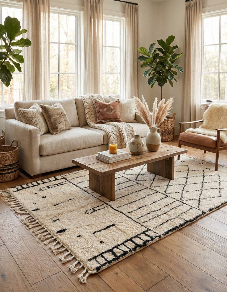 Detail image of 5' x 8'  Hand Knotted Moroccan Wool Rug