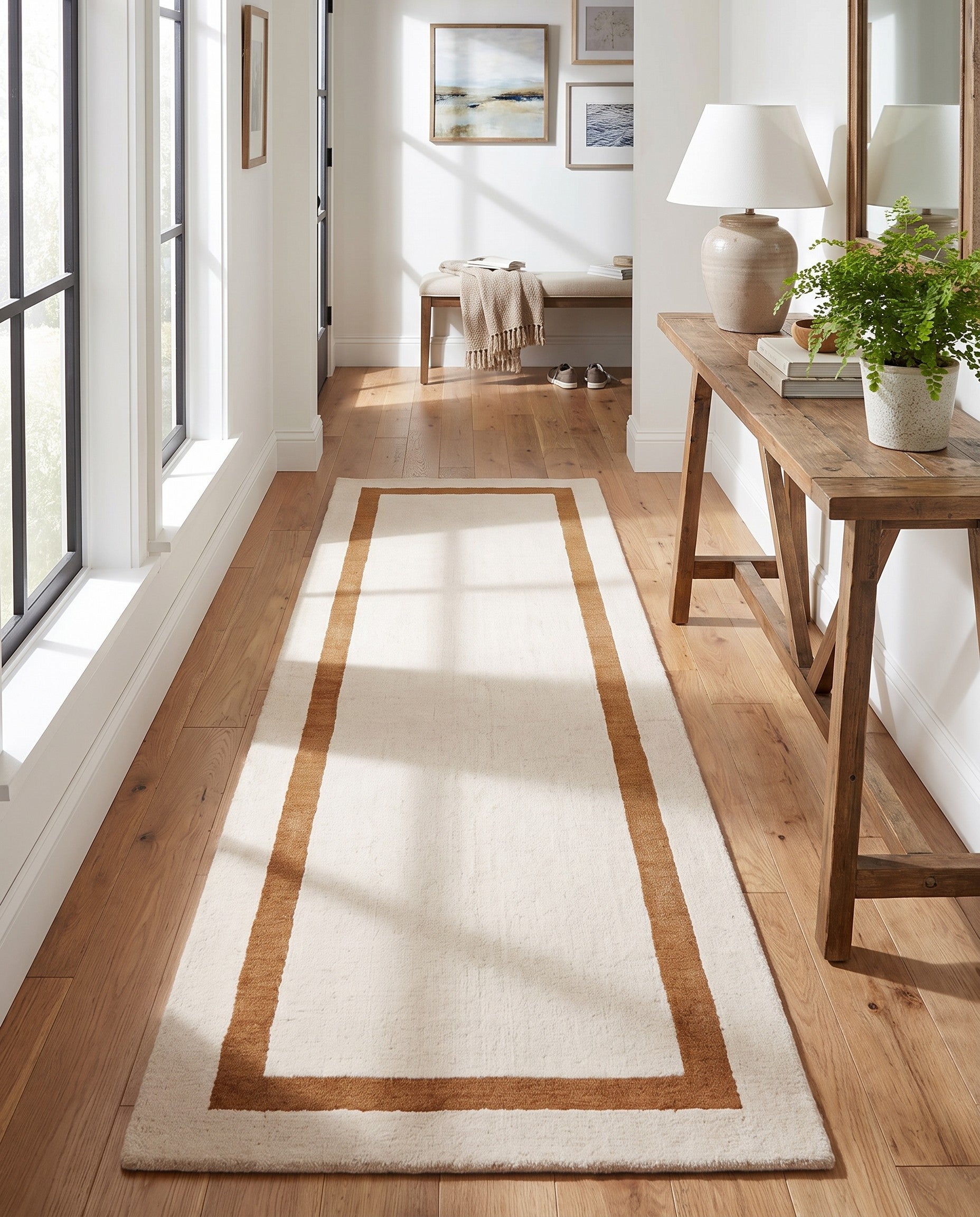 2' 7 x 8' Jill Zarin Border Wool Runner Rug