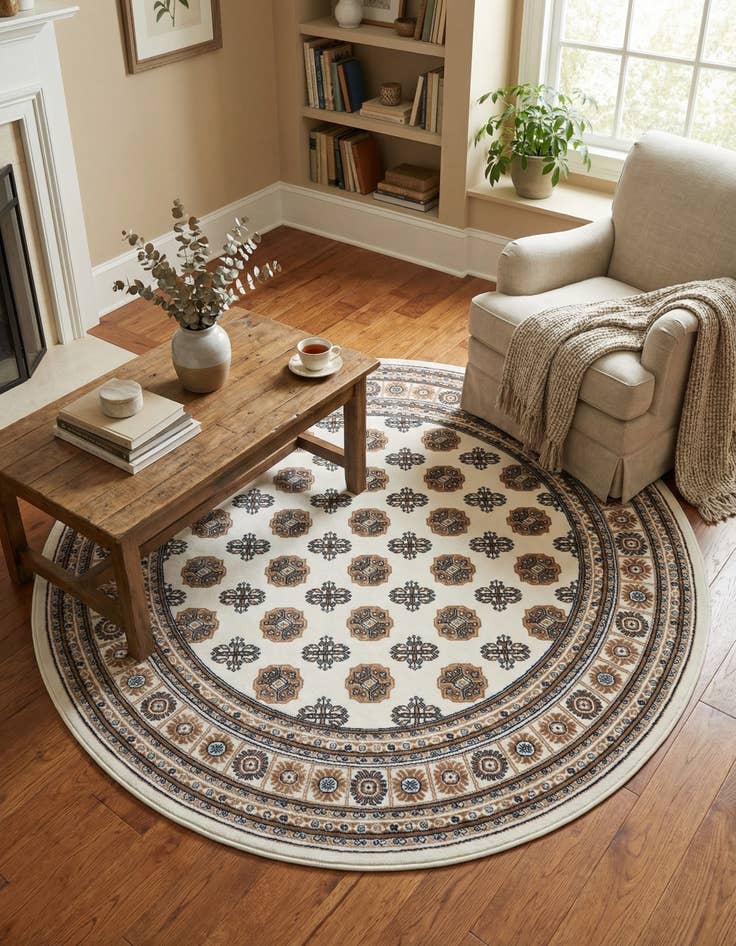 Detail image of  6' x 6' Bokhara Round Rug