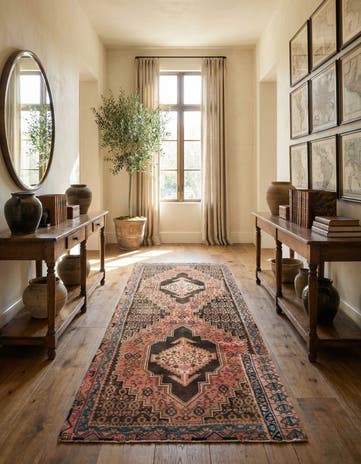 3' 5 x 9' 6 Hand Knotted Hamedan Persian Wool Runner Rug