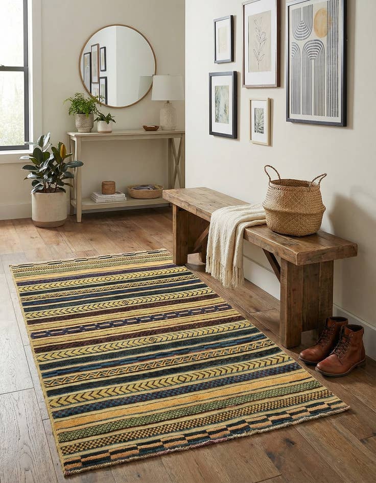 Detail image of  3' 3 x 4' 10  Hand Knotted Modern Ziegler Rug