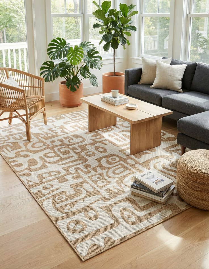 Detail image of  6' x 9'  Washable Modern Indoor / Outdoor Rug