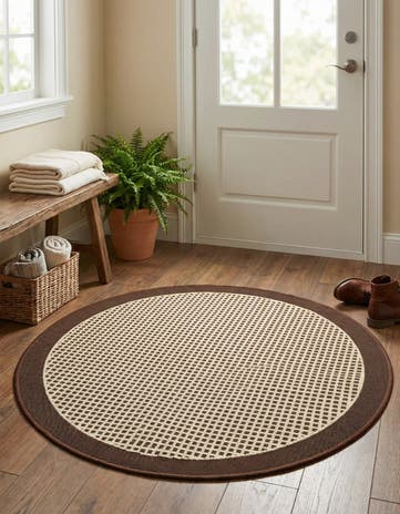 3' x 3' Easy-Clean Border Indoor / Outdoor Round Rug