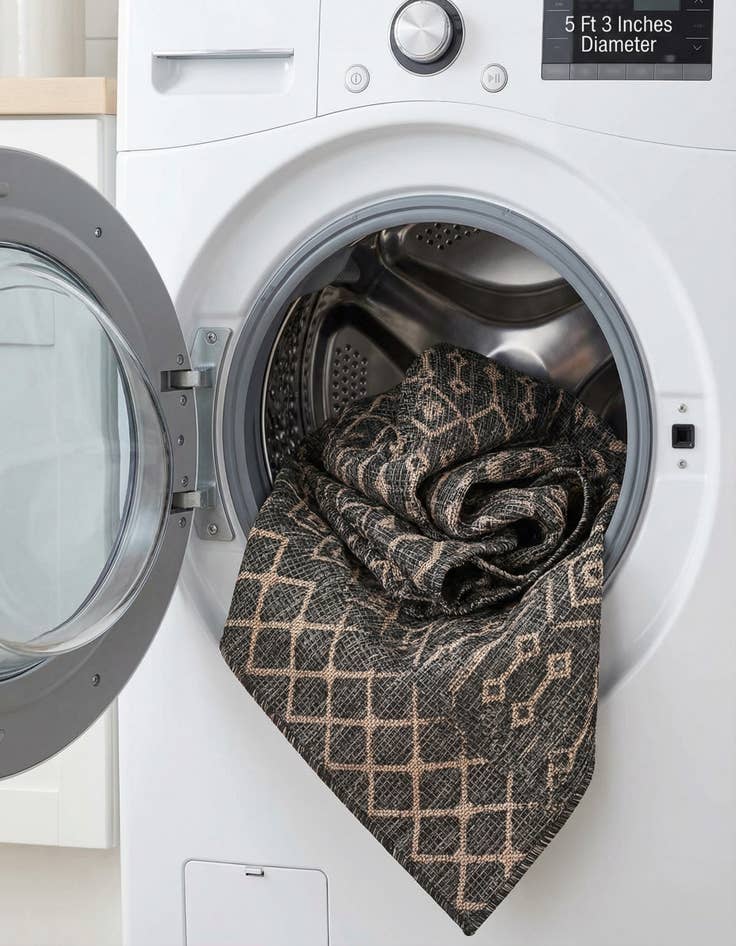 Detail image of 5' 3 x 5' 3  Washable Trellis Indoor / Outdoor Octagon Rug