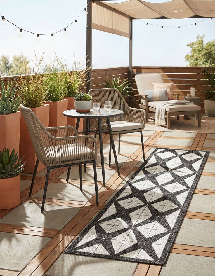 Detail image of 2' x 8'  Washable Modern Indoor / Outdoor Runner Rug