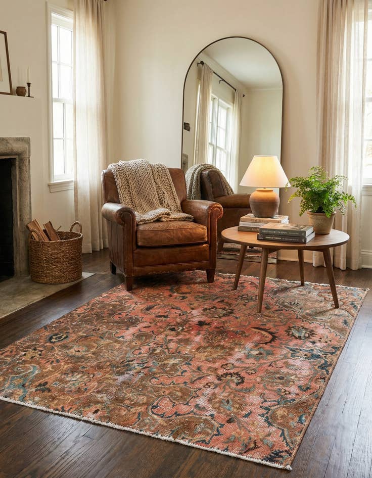 Detail image of 3' 8 x 4' 8  Hand Knotted Ultra Vintage Persian Wool Rug