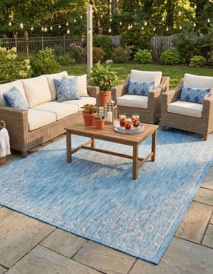 Detail image of 7' x 10'  Washable Traditional Indoor / Outdoor Rug
