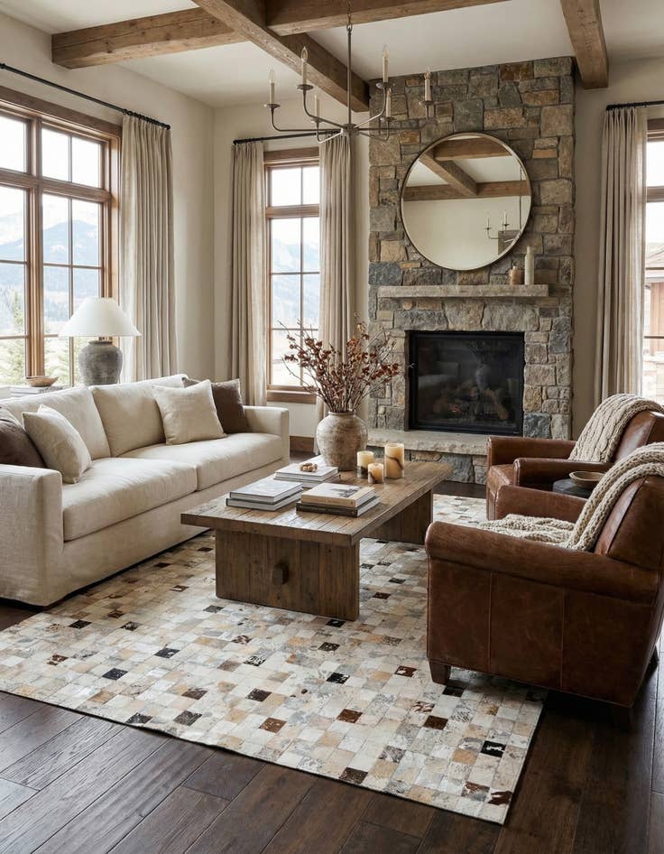 Detail image of 7' 11 x 9' 11 Cowhide Stocks Rug