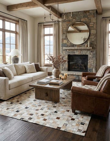 7' 11 x 9' 11 Cowhide Stocks Rug