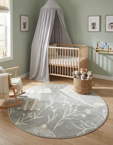 5' 3 x 5' 3 Animals Whimsy Kids Round Rug