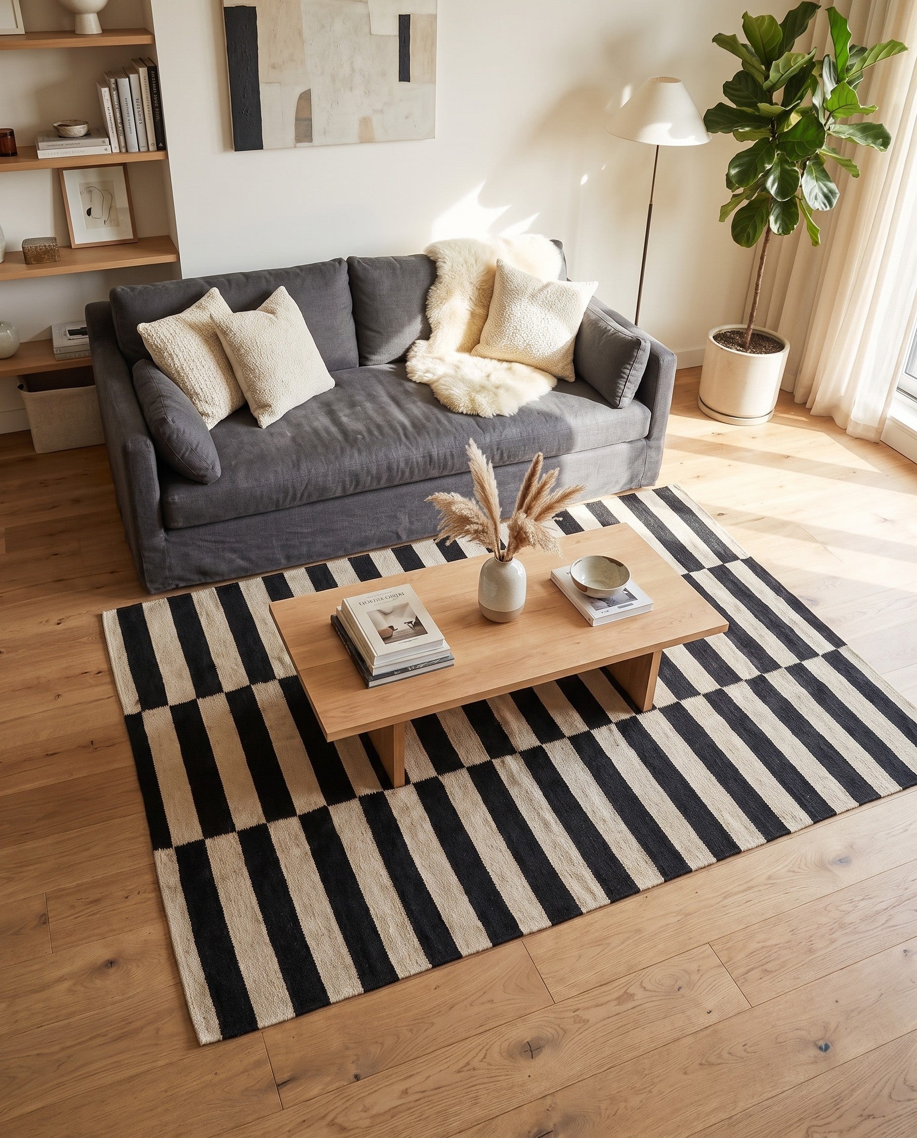 4' 3 x 5' 8 Hand Woven Kilim Modern Wool Rug