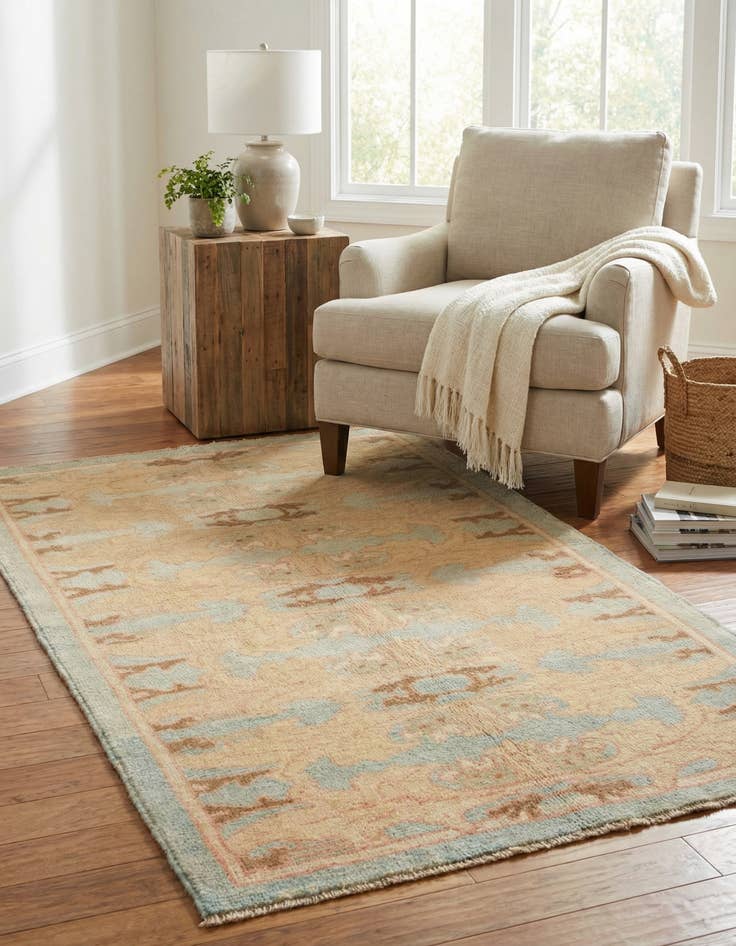 Detail image of  3' 7 x 6' 3  Hand Knotted Oushak Wool Rug