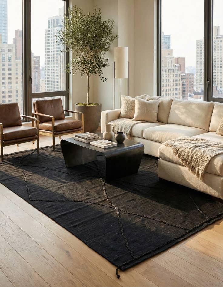 Detail image of 6' 8 x 9' 10  Hand Woven Kilim Modern Wool Rug