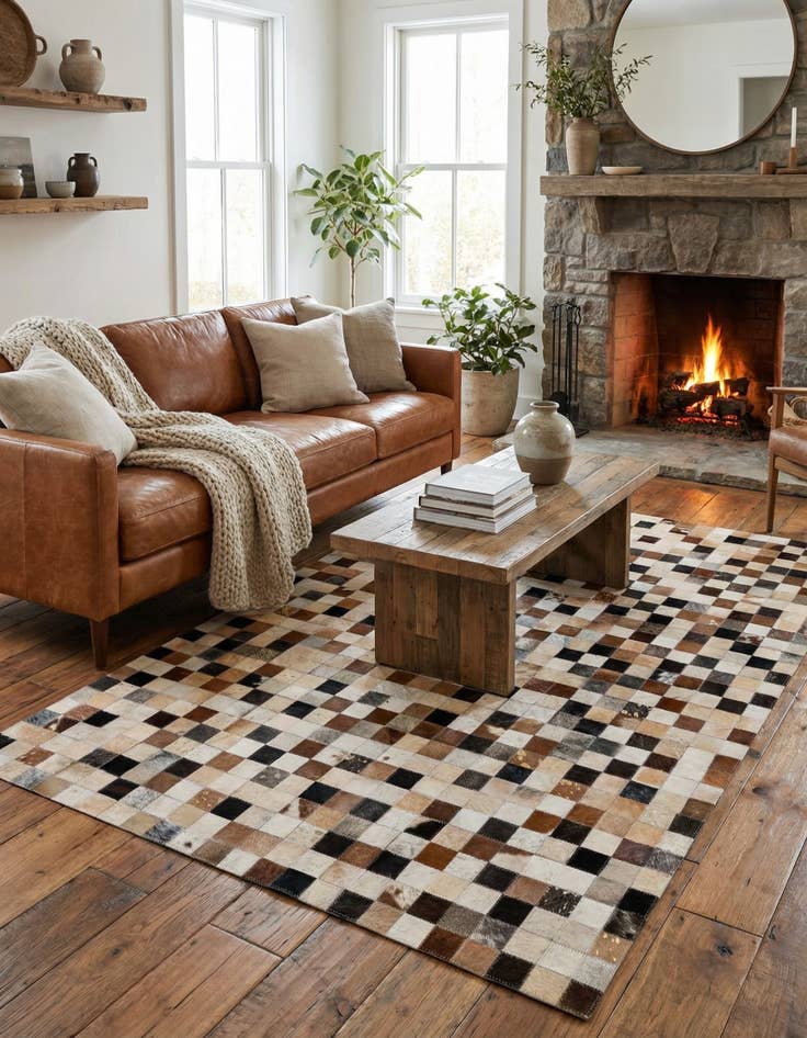 Detail image of  4' x 5' 11 Cowhide - Patchwork Rug