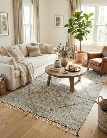 6' 4 x 9' 7 Hand Knotted Moroccan Wool Rug