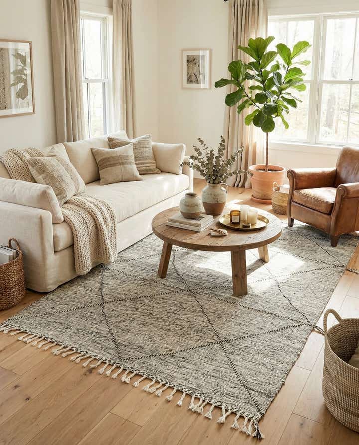 6' 4 x 9' 7 Hand Knotted Moroccan Wool Rug