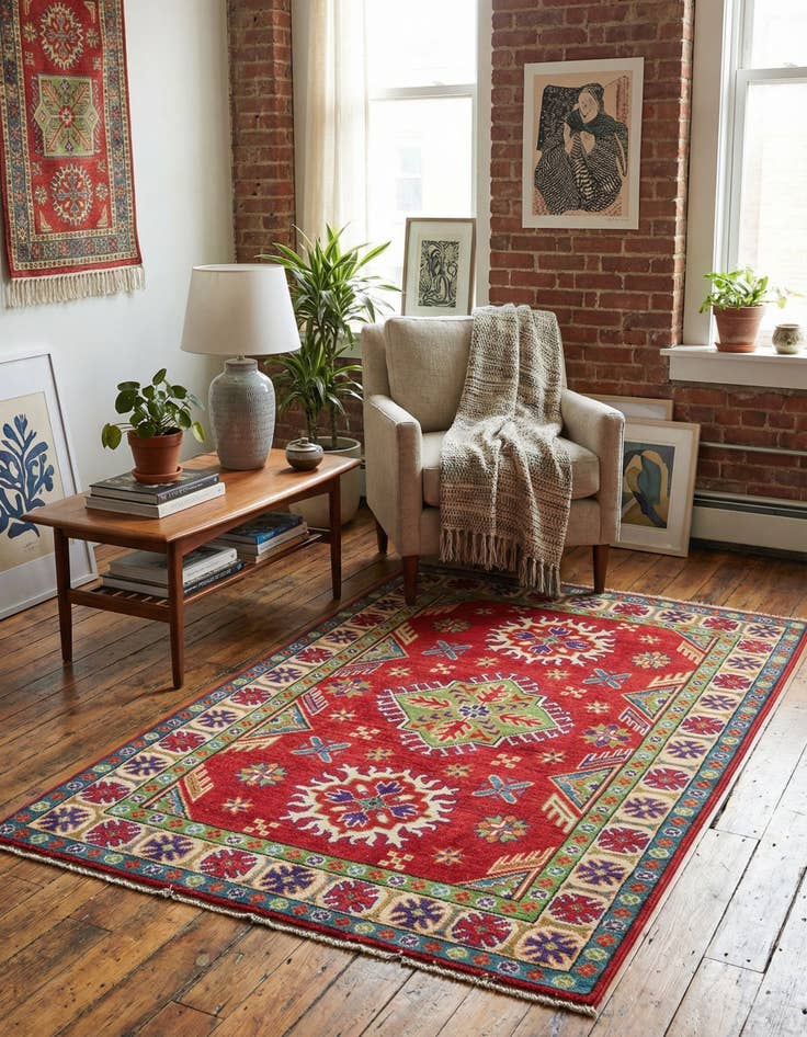 Detail image of 3' 3 x 5'  Hand Knotted Kazak Rug