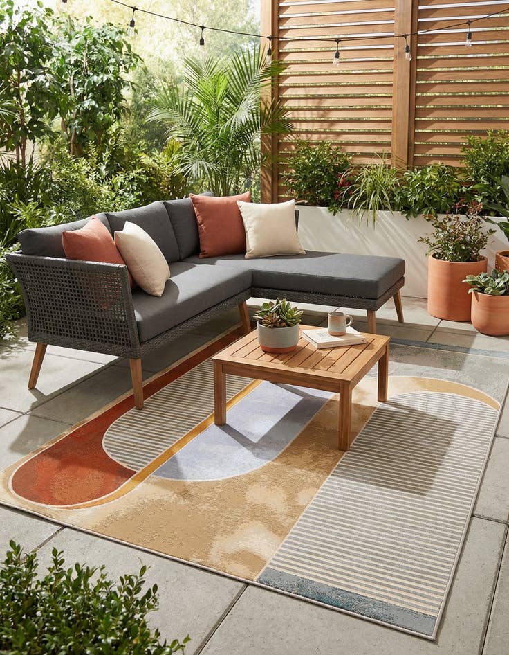 Detail image of 5' 3 x 8'  Washable Modern Indoor / Outdoor Rug