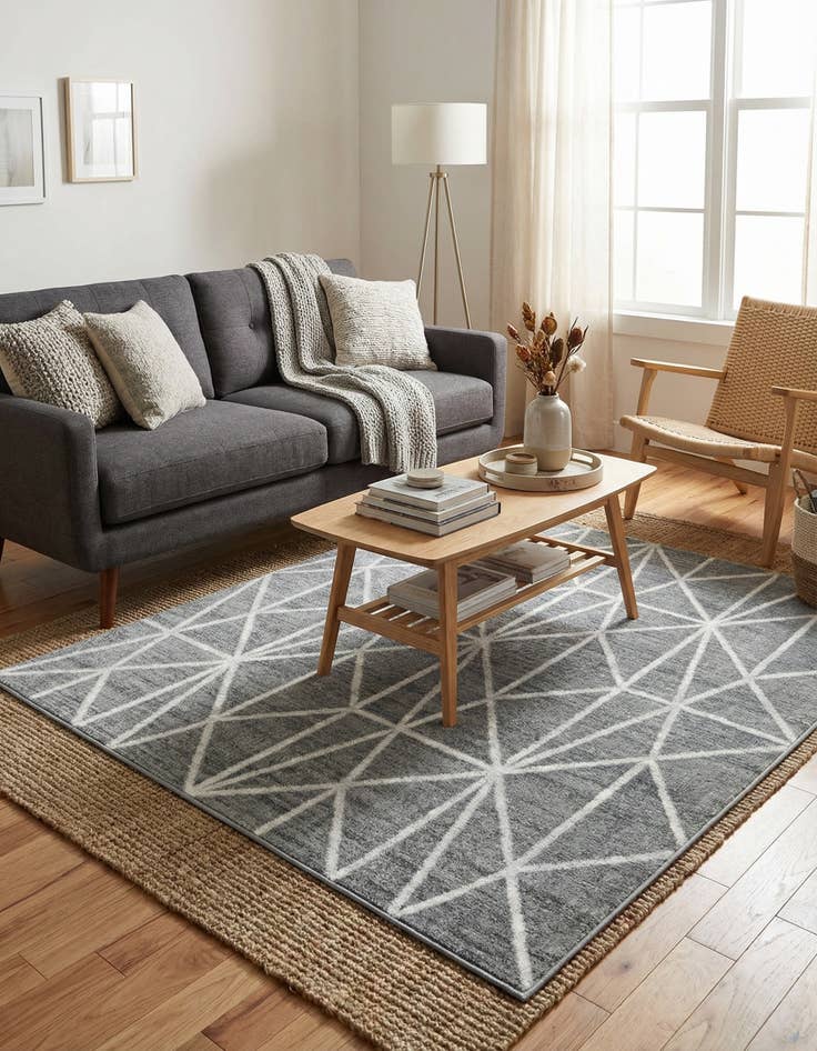 Detail image of  5' 3 x 5' 3 Lattice Trellis Square Rug