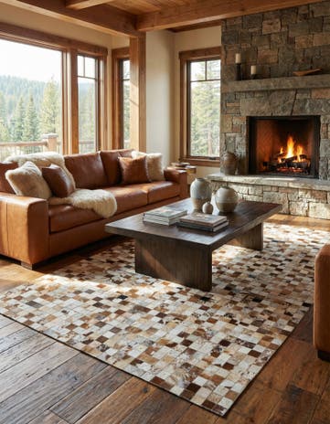 5' 1 x 8' Cowhide Leather Rug