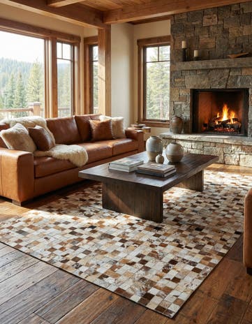 5' 1 x 8' Cowhide Leather Rug