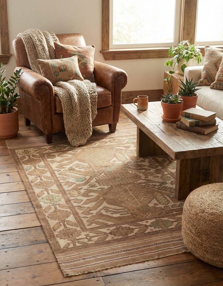 Detail image of 4' 2 x 6'  Hand Woven Sumak Wool Rug