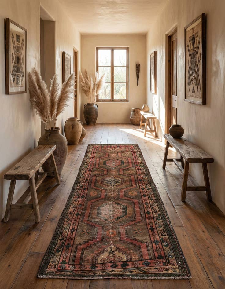 Detail image of 3' 6 x 10' 3  Hand Knotted Meshkin Persian Wool Runner Rug